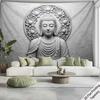 Buddha Statue and Lotus Flower Digital Printing Polyester Wall Tapestry Suitable for Use In Living Rooms Bedrooms Bars and Party