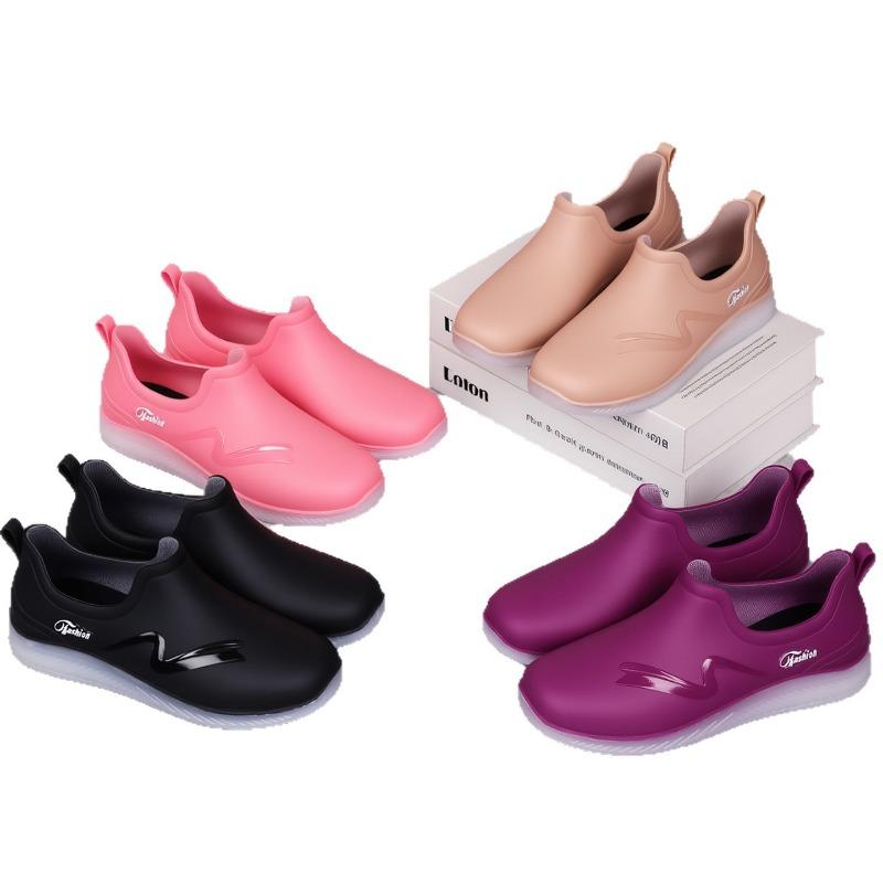 Shallow Rain Shoes Women's Fashion Adult Low-top Rain Boots Short Tube Non-slip Waterproof Shoes Soft Sole Kitchen Work Shoes