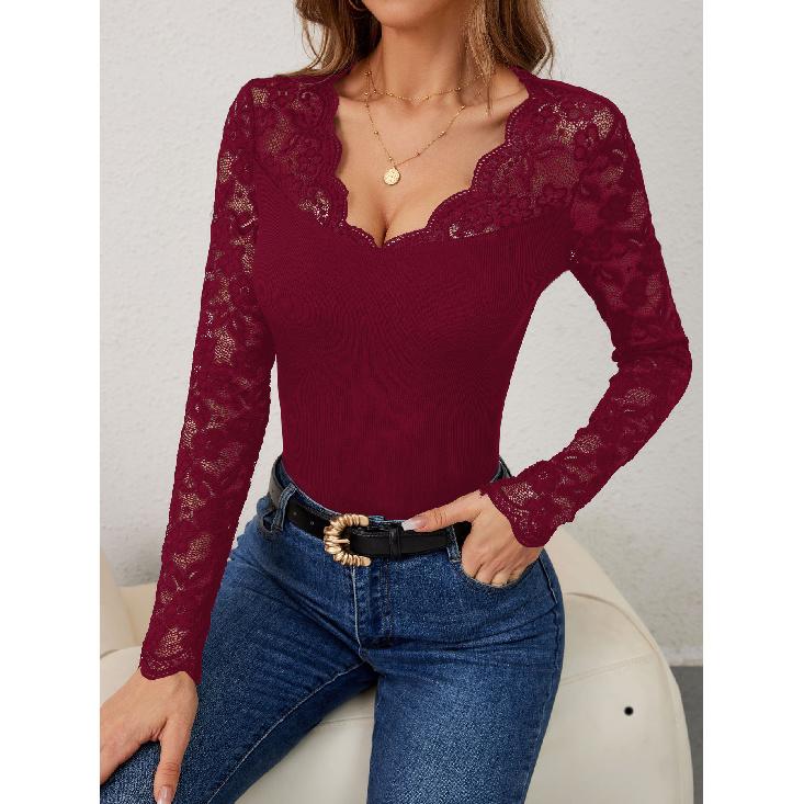 Spring And Autumn New Women'S Versatile Long Sleeve Daily Business Commuter Elegant Comfort Sexy Bottom Shirt Top