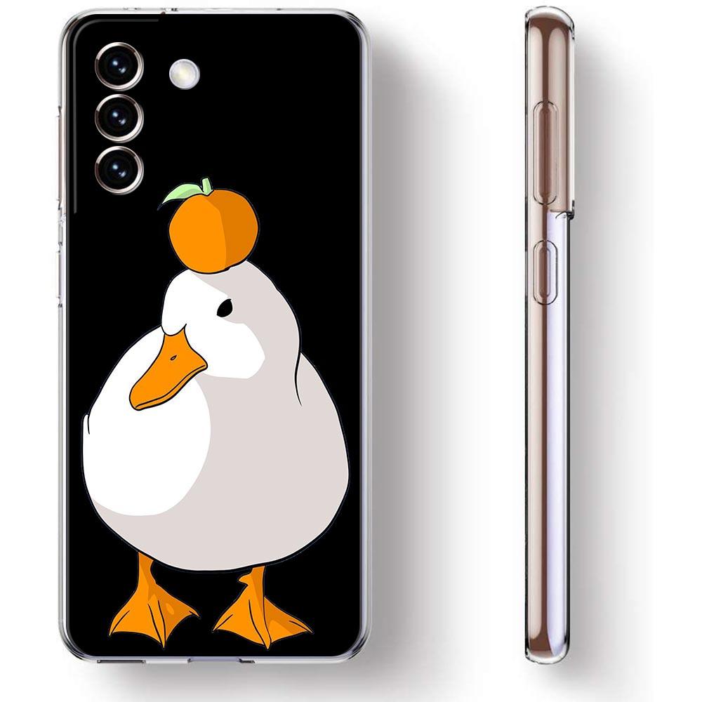 Cartoon Doubt Duck Shockproof Phone Case For Samsung Galaxy S23 Ultra S22 5G S20 S21 FE 5G S10E S9 S8 S10 Plus Soft Clear Cover