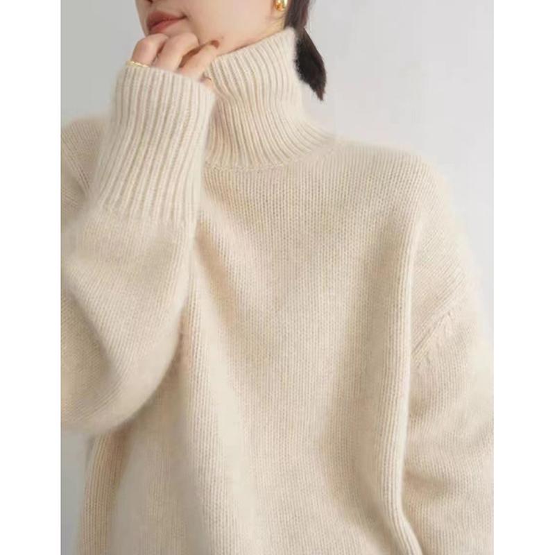 Autumn and Winter Cashmere Pullovers Sweaters Women Fashion Solid Loose Casual Knitted Turtleneck Sweater Ladies Elegant Soft Warm Knit Jumpers 25466