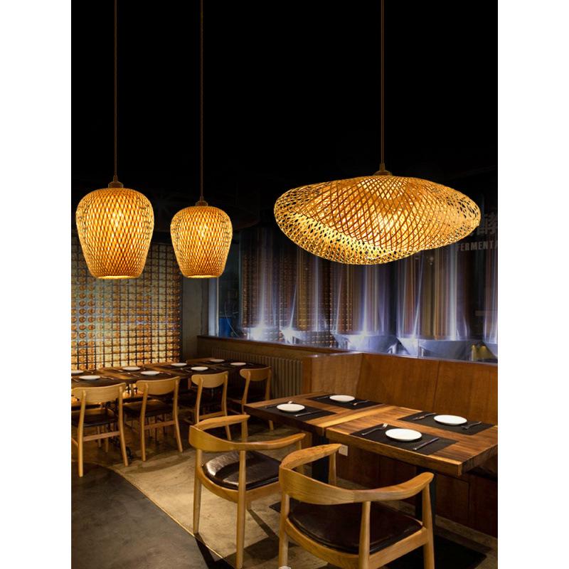A8L Bamboo Pendant Lamp: New Chinese Zen Style, Rattan Woven Design, Ideal for Tea Rooms, Dining Areas & Teahouses with Japanese Antique Touch.