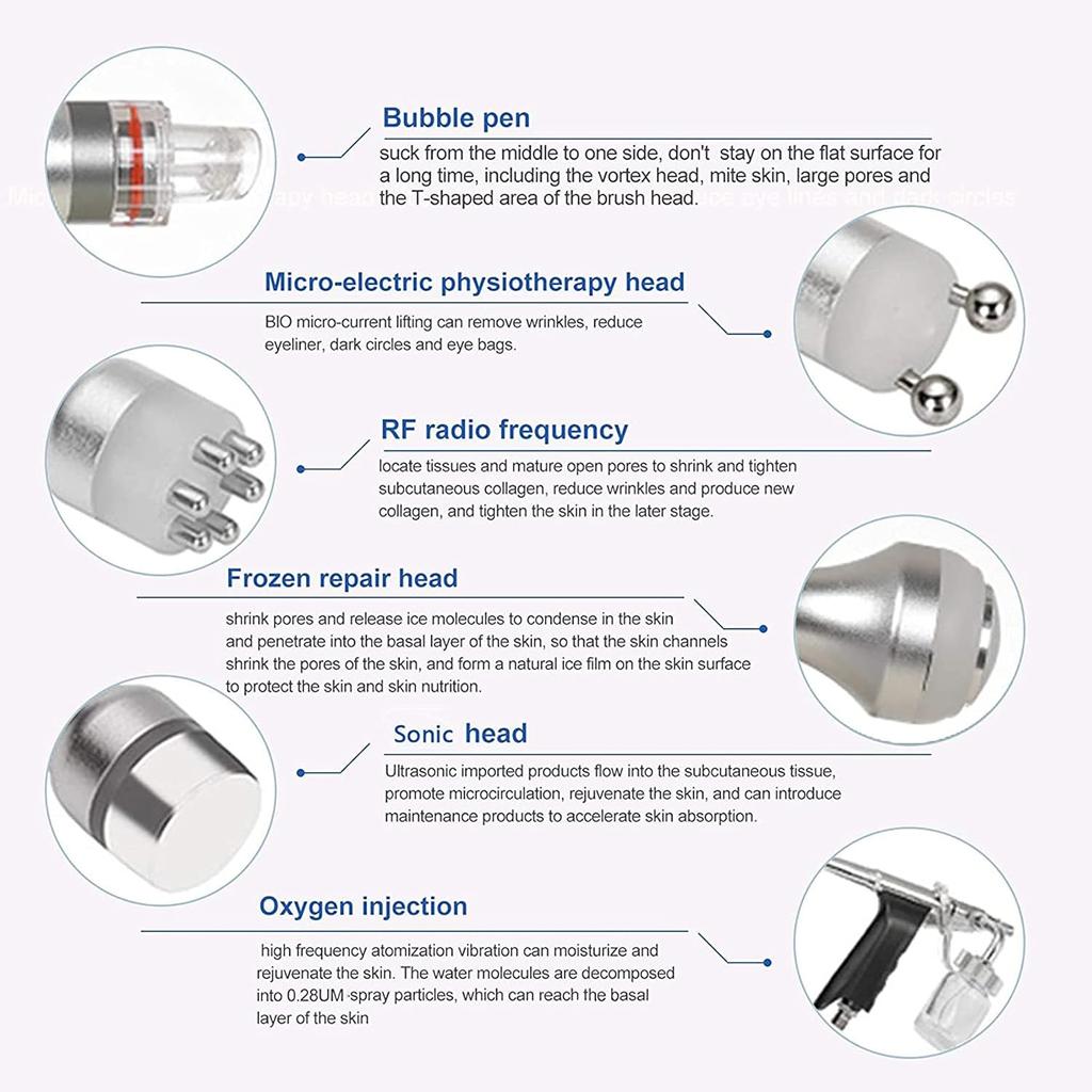 8 i 1 multifunksjonell hydrogen oksygenboble Ansiktsskjønnhetsmaskin Ansikt Hudforyngelse Fuktighetsgivende Anti Rynke Anti Aldring
