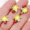 10Pcs Gold Plated Enamel Flower Ladybug Charm Connectors For Jewelry Making Bracelet Accessories Diy Findings 18X15Mm