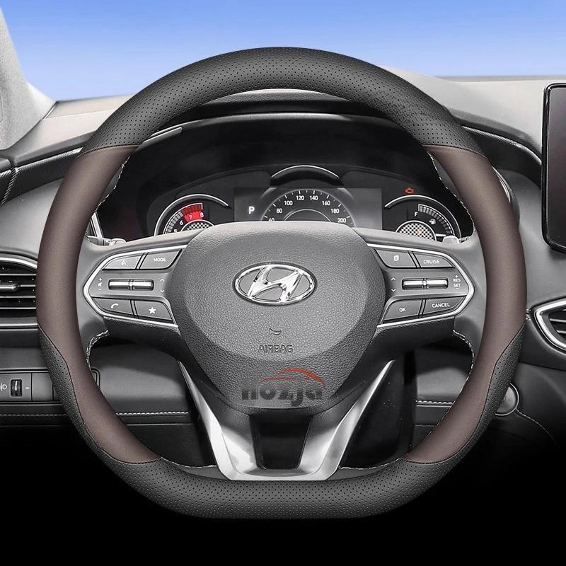 Leder Auto Lenkradbezug für Hyundai I30 Tucson Ioniq N Grand I10 Elantra I30n I20 Ix35 Palisade Ix20 Kona Santa fe