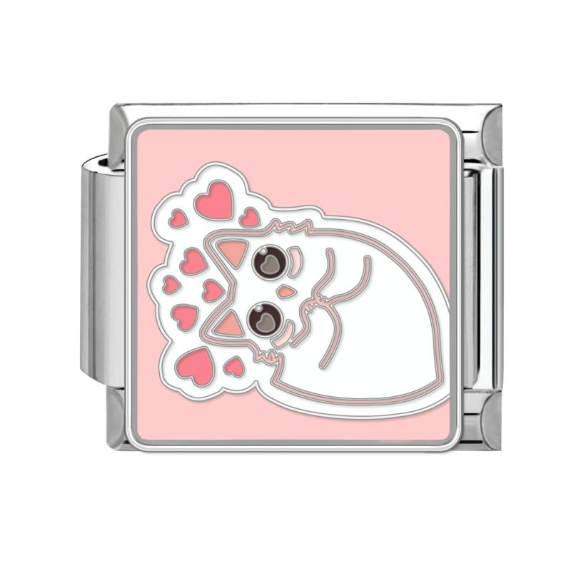 Cartoon Cute Cats Dogs Paw Heart Night Moon Flowers Italian Charm Links Fit 9mm Stainless Steel Bracelet Women DIY Making Gifts