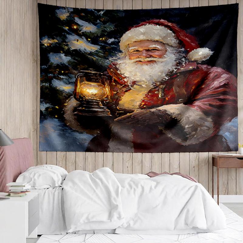 Christmas-Santa-Claus Print Tapestry, Backdrop, Easy Setup, Ideal for Bedroom, Office & Living Room, with Aesthetic Wall Hanging Decor.