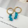 Fashion Light Luxury Red Natural Stone Beaded Stainless Steel Earrings For Women