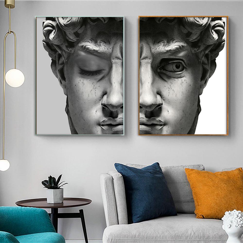 Scultura moderna Pittura su tela Graffiti Stampe artistiche Apollo Marmo David Popolo Poster Immagine di arte della parete per la decorazione della casa della Galleria