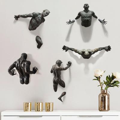 Male Abstract Sculpture Resin Art Wall Decor Human Body Statue Wall Mount