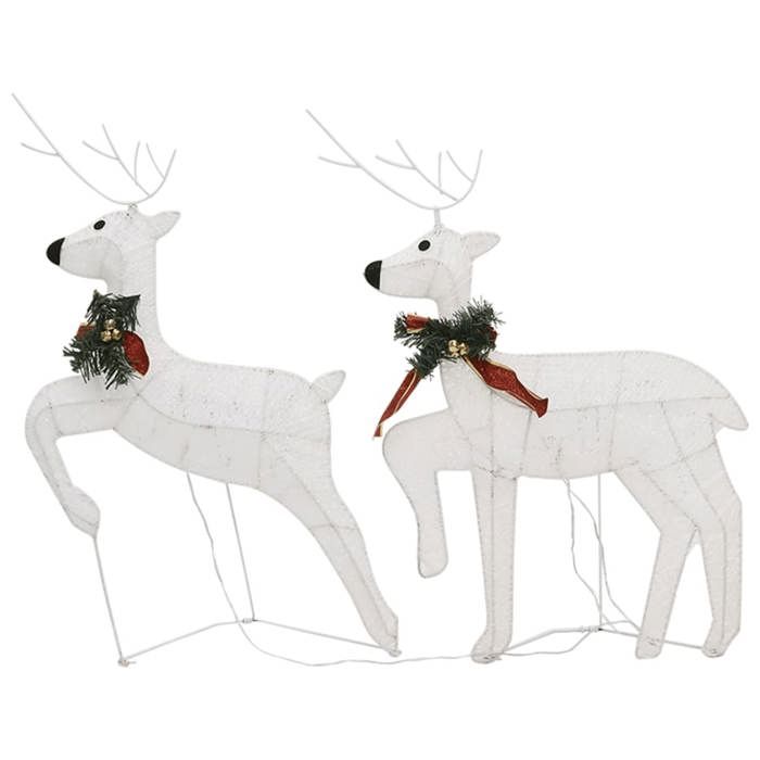 VidaXL 2x Christmas Reindeer Lighted Reindeer Holiday Decoration Christmas Ornament Party Decoration Home Interior White 342685