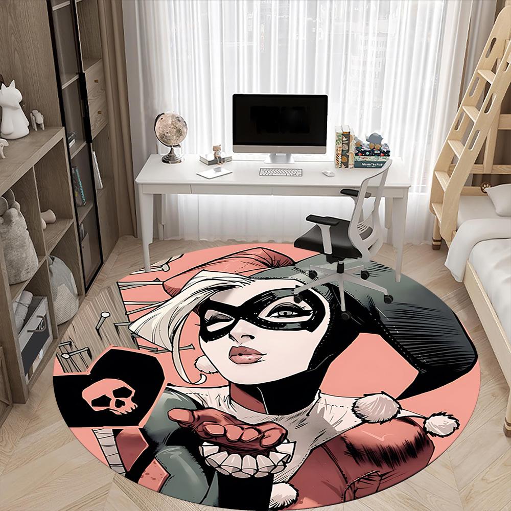 1pc Harley Quinn, Joker Office Round Area Rug, Under Office Chairs Bedroom Living Room Home Decor, Room Deco, Available in Various Sizes