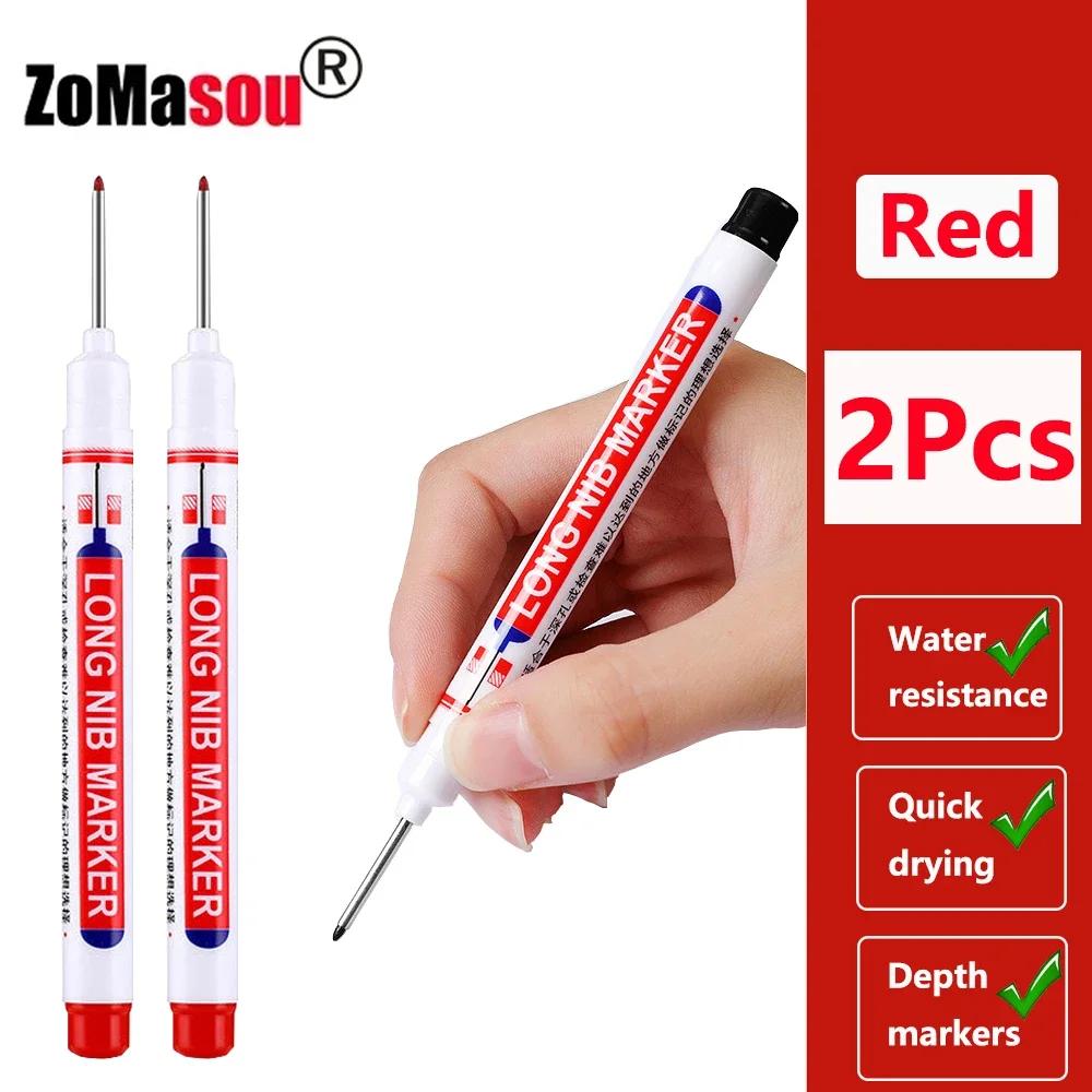 1/8/40/80Pcs Long Head Markers Pen Multi-purpose for Woodworking Tile Decoration Deep Hole Marker Pens Red/Black/Blue/Green Ink