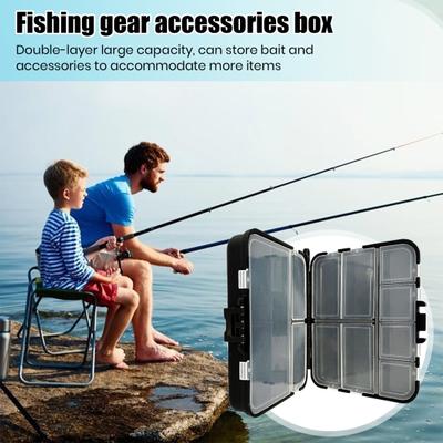 Fishing Lure Box Double-sides Multi-Compartments Portable Waterproof Heavy Duty Artificial Fishing Bait Accessories