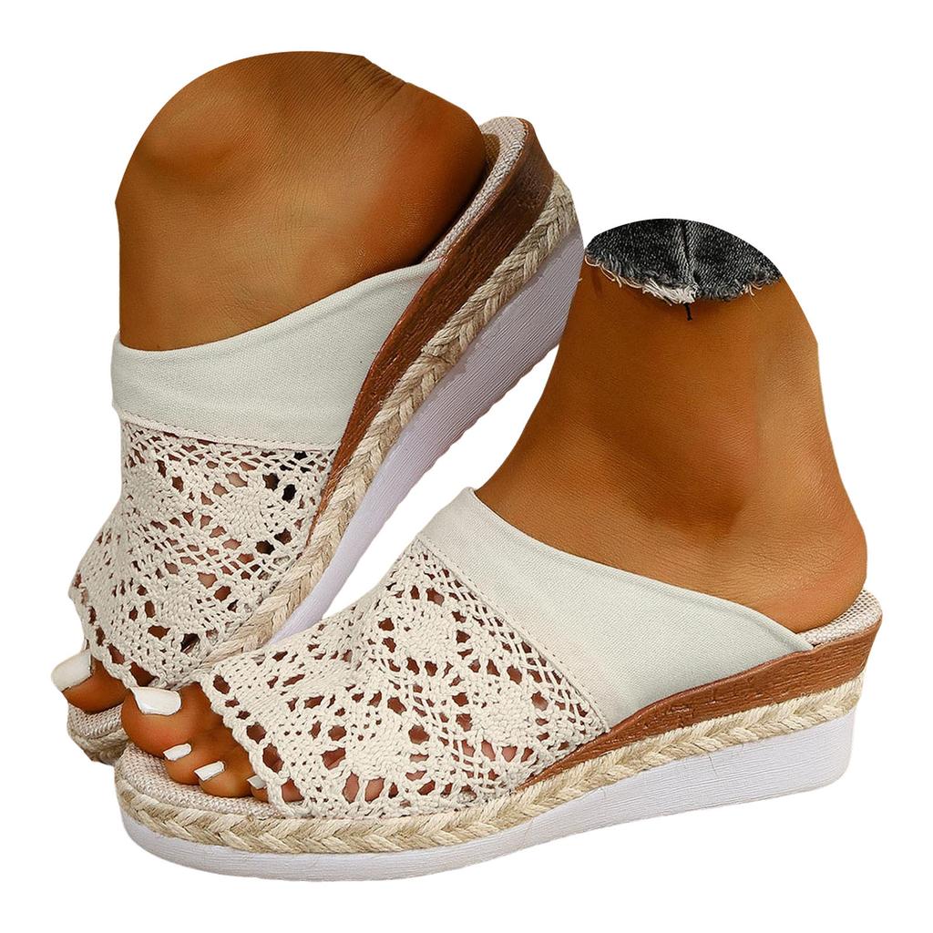 Rope Sandals With Woven Straps Platform Wedge Heel Rope Good Arch Support Sandals For Women Cute Thong Sandals Heels For Women