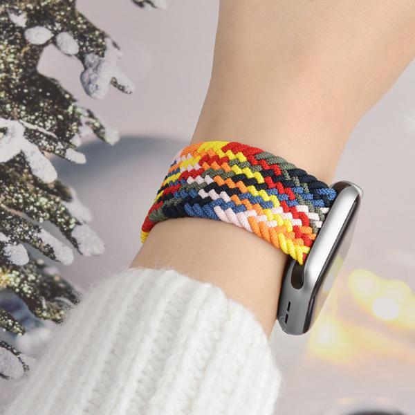 Elastic Braided Solo Loop Nylon Strap for Smart Watch Band Series 7 8 Ultra SE 6 49/45/41/44/40/38/42mm Series 3 4 Soft Nylon Breathable Belt Bracelet