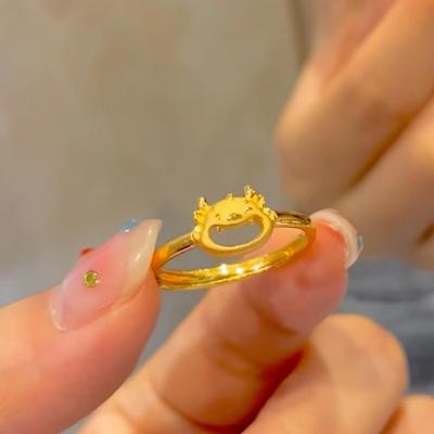 Simple Alluvial Gold-plated Ring Female Ear-to-ear Gold Natal Year Jewelry