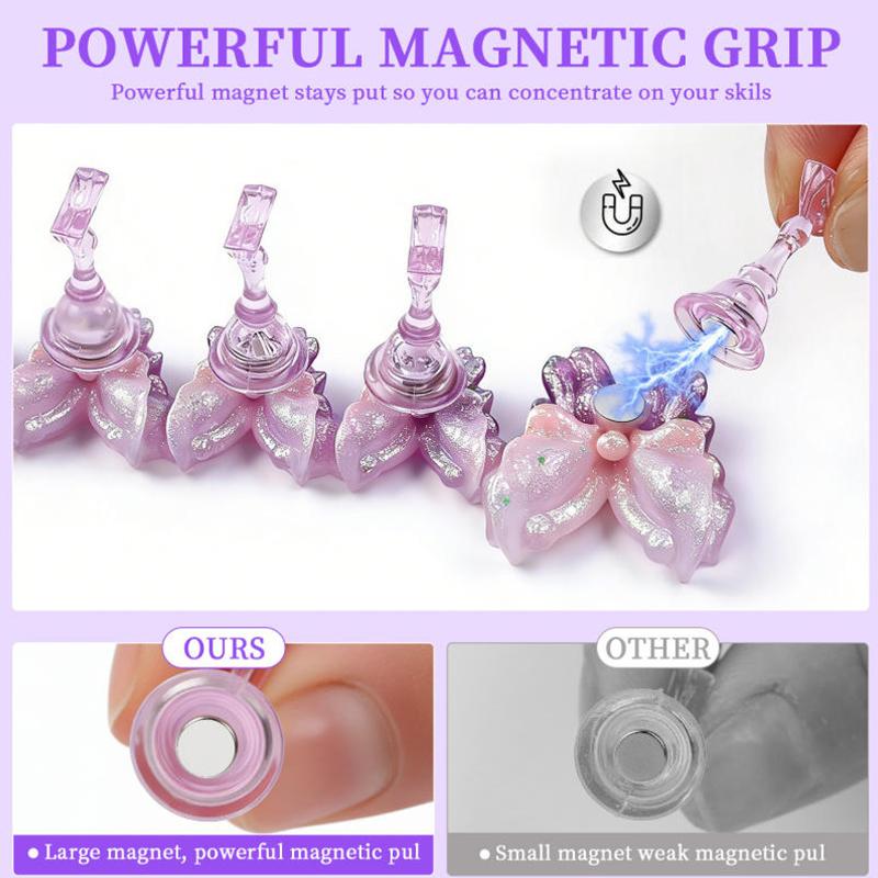 Butterfly Magnetic Nail Holder Stands Glowing Manicure Practice Training Display Stand Magnetic Press On Nail Practice Fake Nail
