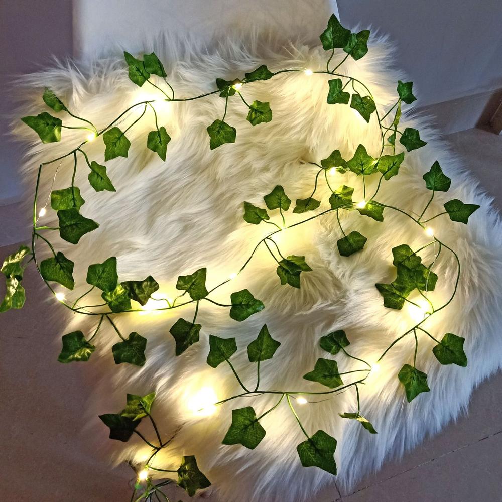 Ivy Vines Fairy Lights Battery Powered 5M Christmas Sunflower Rose Garland String Lights For Bedroom Garden Wedding Decor