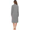 YYFS Women's Fashion Spring Fall Stripe Print Long Sleeve POLO Neck Loose Waistline Casual Dresses
