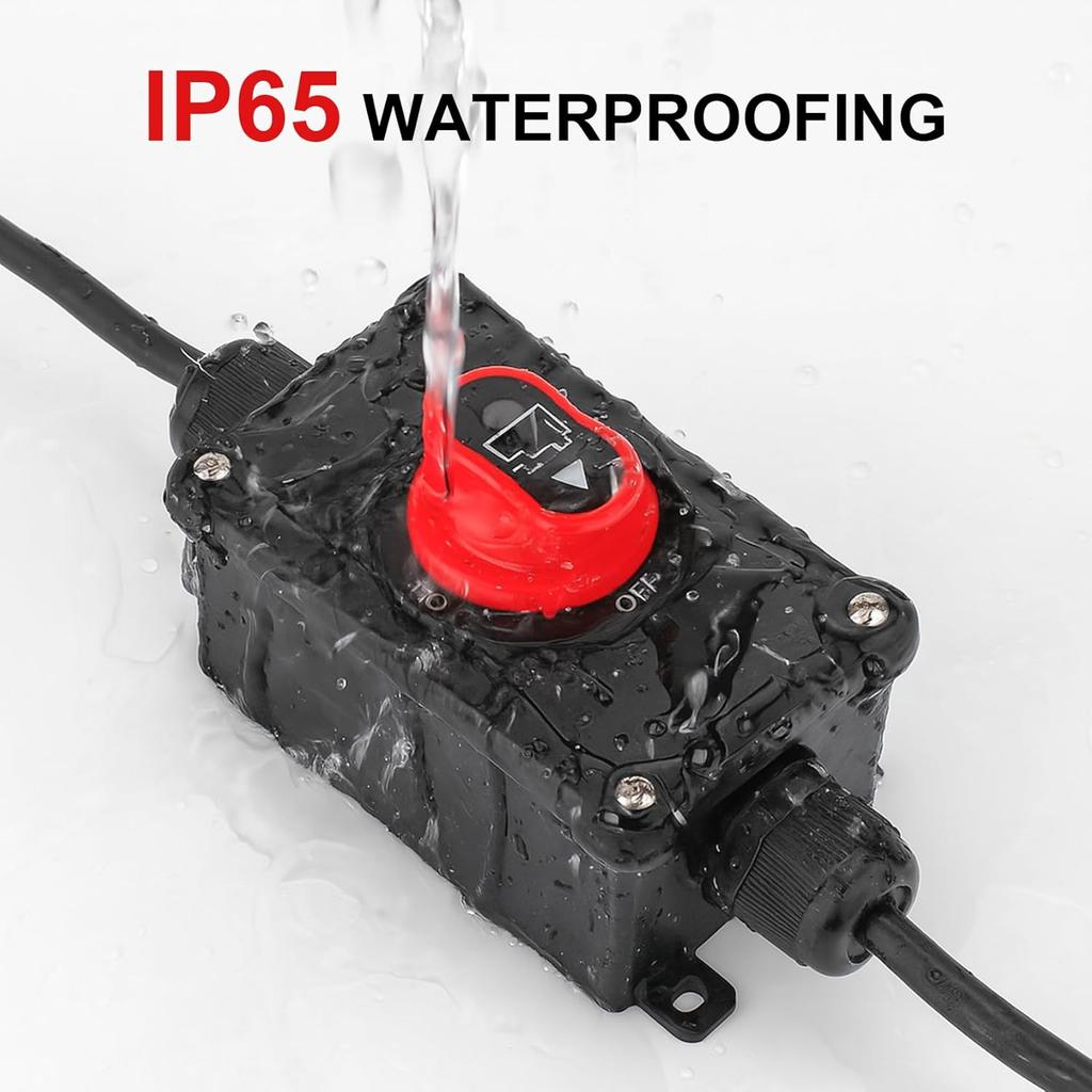 Top Post Battery Disconnect Switch, 100A 12-32V On/Off, Waterproof Heavy-Duty Battery Disconnect Switch with 8AWG Wire for Cars, Vehicles, RVs, and