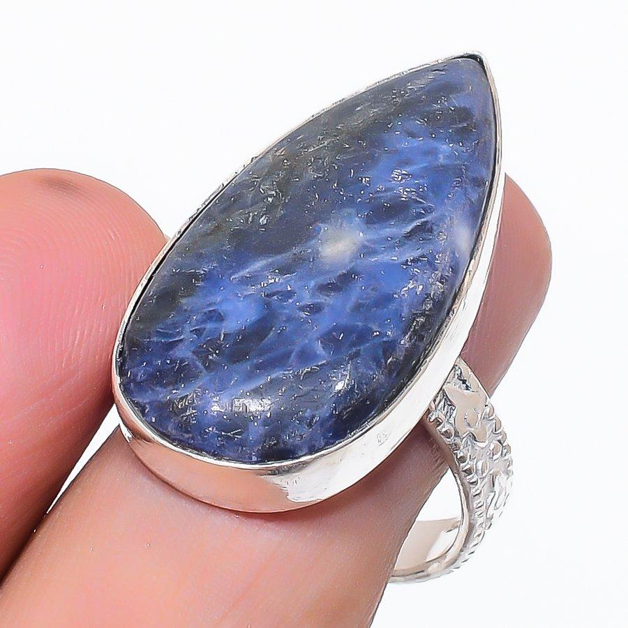 Natural Sodalite Gemstone 925 Sterling Silver Jewelry Ring Size 9.5 G6g32