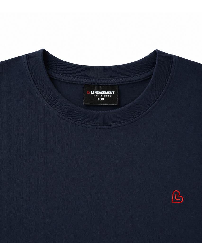 LENGAGEMENT Small Heart Relaxed Fit Modal Short Sleeve T-Shirt [Navy]