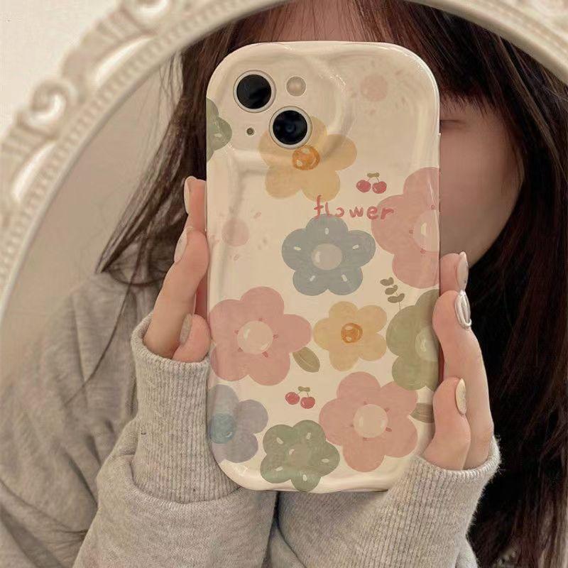 Snow Mountain Tulip for IPhone16pro Mobile Phone Case 15 New Women's Model for Apple 14promax/13 Cream Pattern