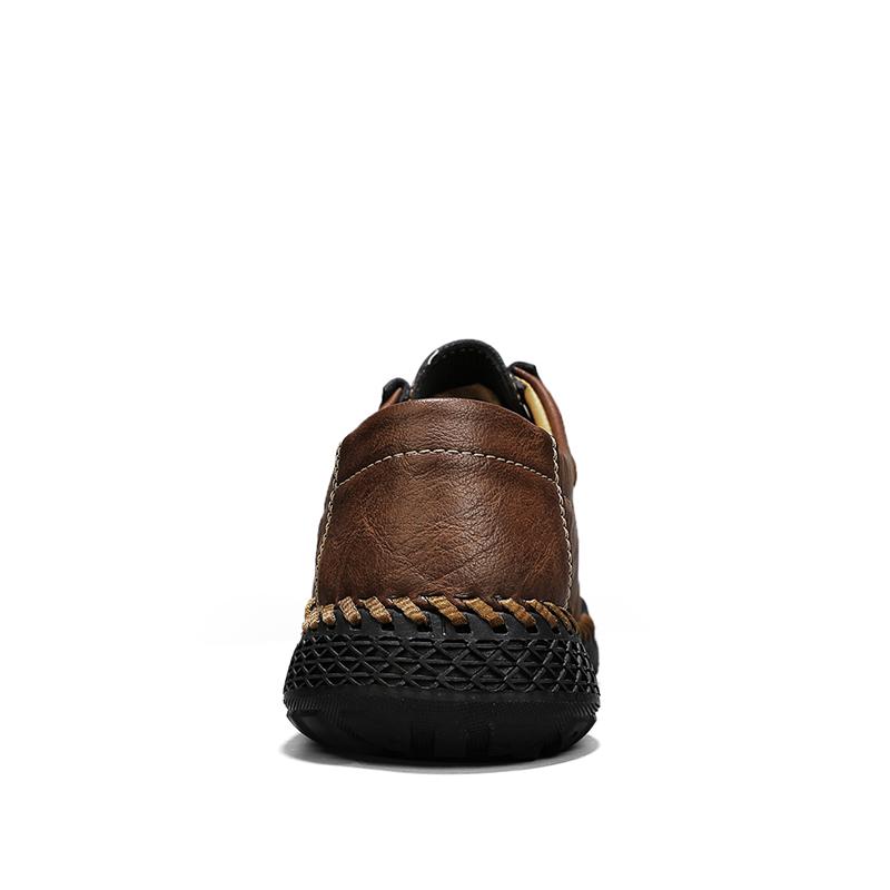 Handmade Men's Casual Leather Shoes Comfortable Lace-up Business Shoes for Men Outdoor Walking Shoes Retro Dress Male Loafers