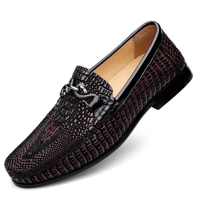 Fashion High Quality Cowhide Loafers Black/Wine Red Business Leather Shoes Metal Buckle Casual Shoes Genuine Leather Men Soft Moccasins