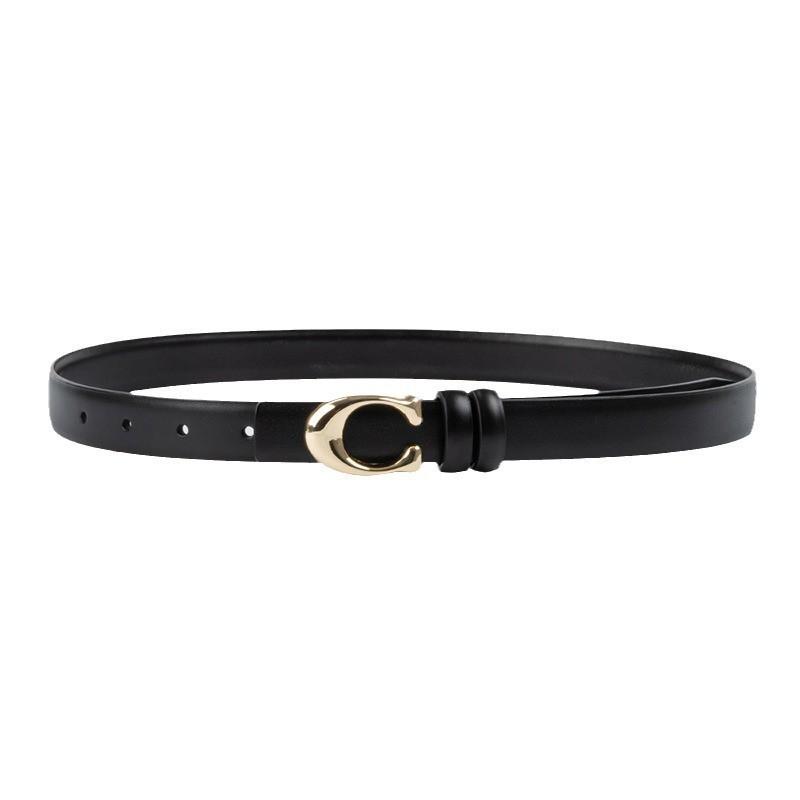 Womens Genuine Leather Belt With C-Shaped Buckle Adjustable Waistband Jeans Casual Fashion Accessory In Multiple Colors