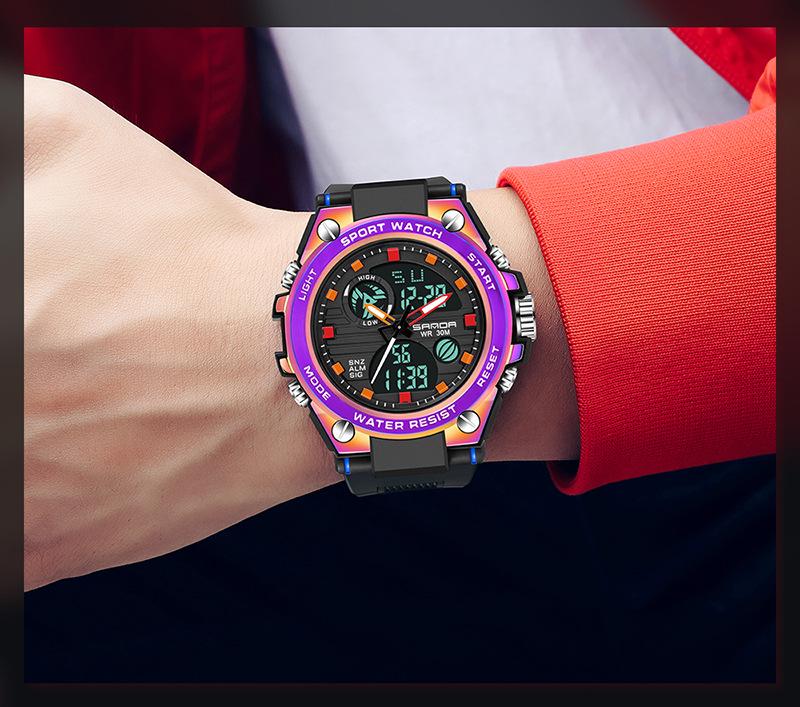 SANDA 739 Men's Dual Display Multi-function Waterproof Sports Watch