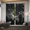 2pcs Forest Starry Sky Moon Night Curtains - Black Rod Pocket Window with Crescent Moon & Starry Sky Design   Perfect for Bedroom