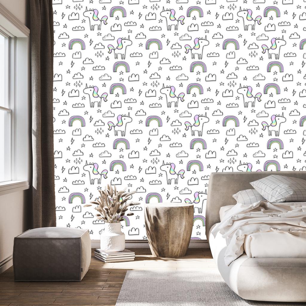 Rainbow Unicorns Wallpaper for Living Room and Bedroom 50x1000