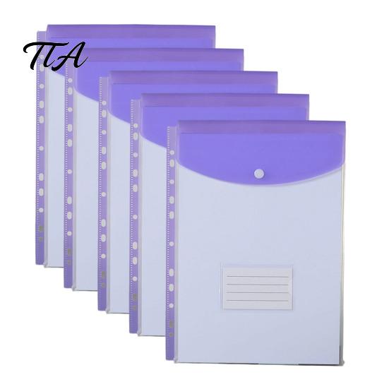 Snap Button Envelope 11 Hole Expanding File Pockets, Reusable PP Document Sleeves, Transparent Tear-resistant Bag Waterproof Organizer for Home Office