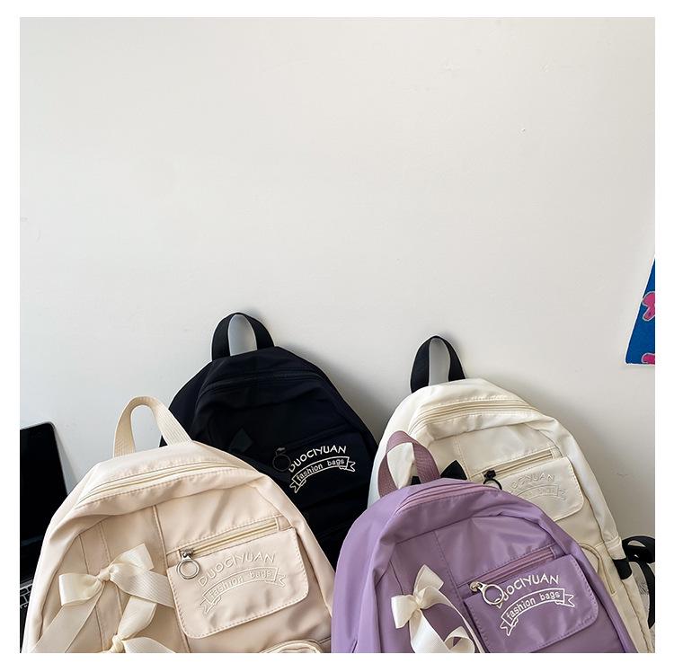 Japanese Anime Academy Style Cute Bow Color Block Pleated Soft Girl Student Backpack for Women