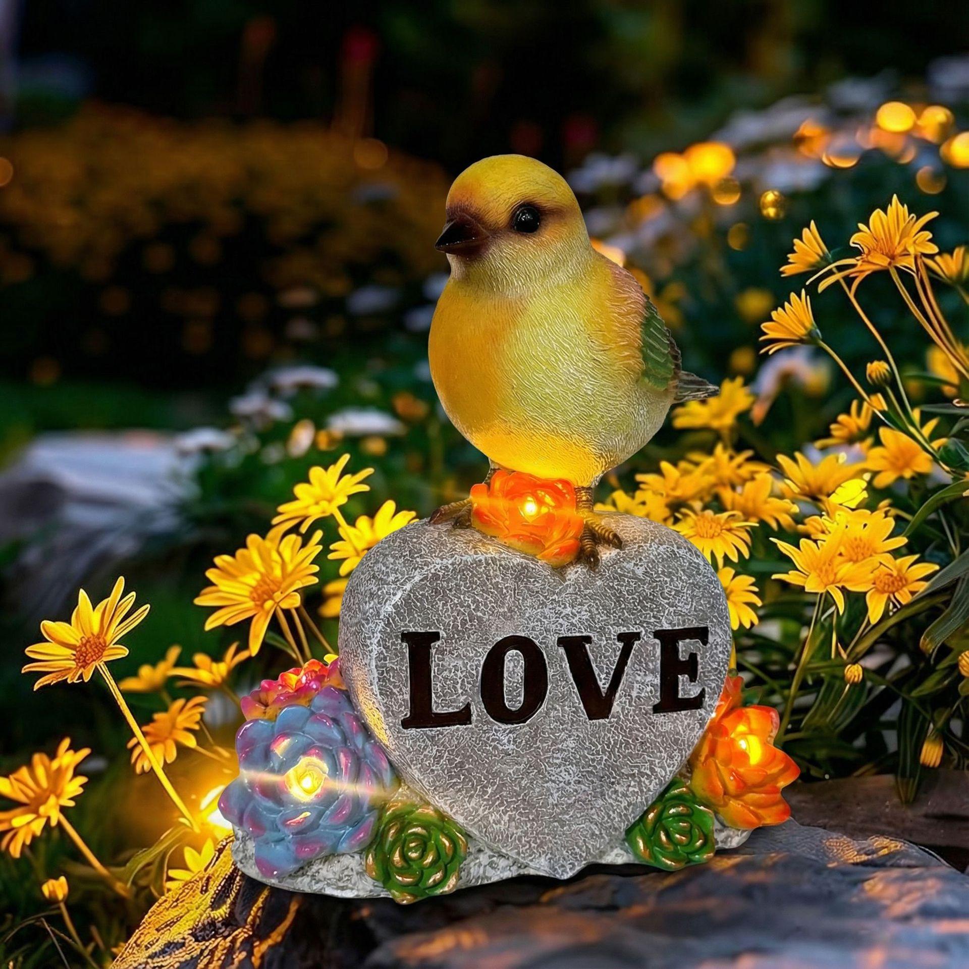 

JYL TS/165,New Love Bird Solar Light Outdoor Garden Cartoon Animal Resin Figurine Garden Decor Lamp One Size темно-фиолетовый