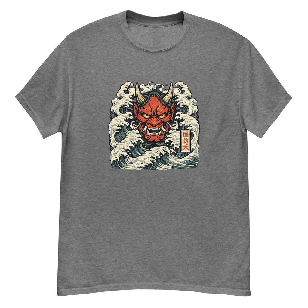 Oni Mask Shirt Japanese Ukiyo-e Wave Graphic Tee