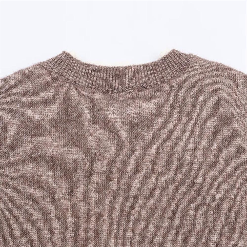 Autumn Women's European & American Style Color Block Knit Cardigan Sweater