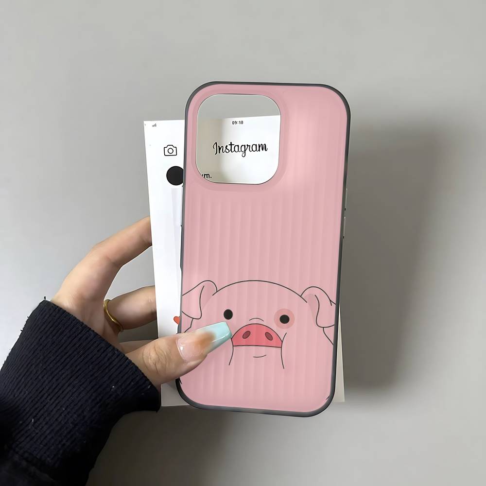Gravity Falls Pig For IPhone 16 15 11 12 13 14 17 Pro Max PLUS Pro Soft Corrugated Silicone Back Phone Case