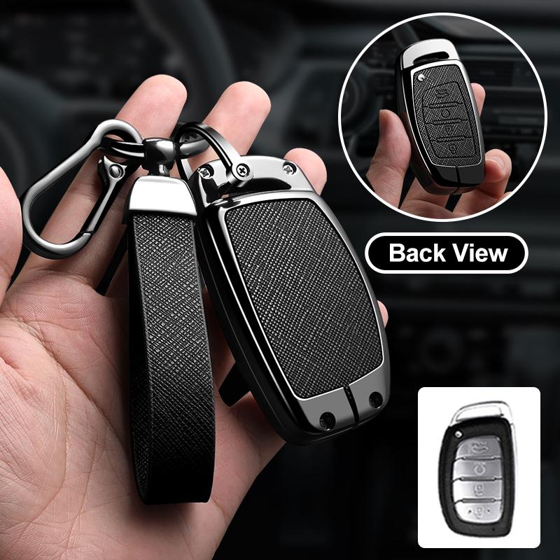 Zinc Alloy Leather For Hyundai Ix35 I40 I20 I10 Tucson Elantra Creta Sonata Ioniq Accent Creata Smart Remote Cover Car Key Case