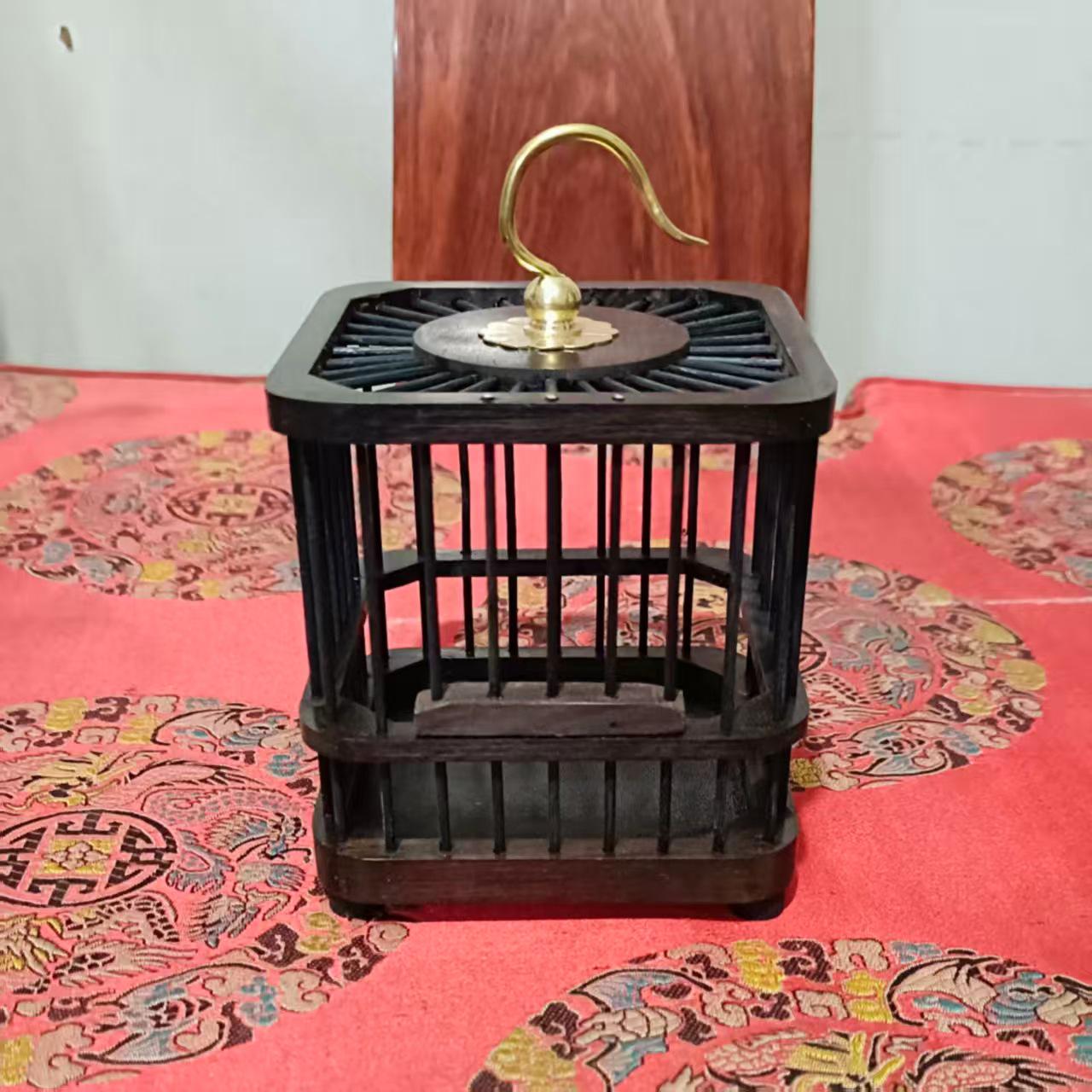 

Purple & Blood Sandalwood Square Cricket Cage for Singing Insects and Reptiles - Handmade DIY Grasshopper Hanger.