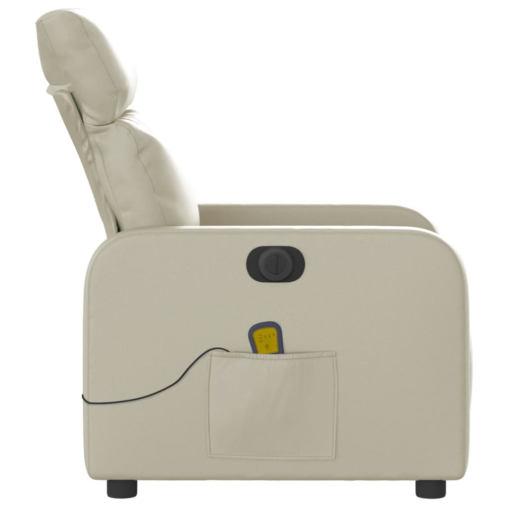 Electric Massage Chair Cream Faux Leather