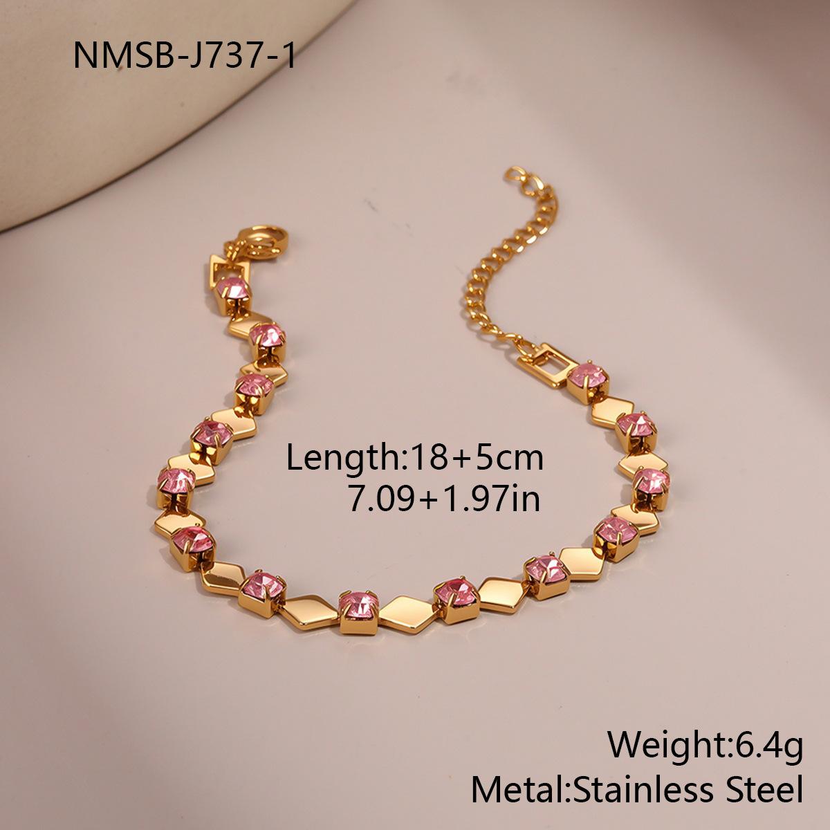 GEMCHIC Women s Stainless Steel Bracelet with Colorful Zircon Geometric Heart Design 18K Gold Plated