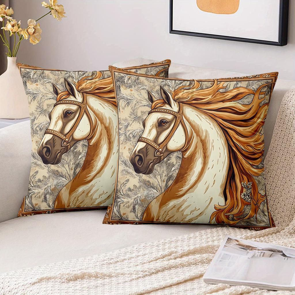 1 Pieces Beautiful Horse Pattern Decorative Cushion Pillow Polyester pillowcase, sofa decorative cushion cov Headboard Pillow