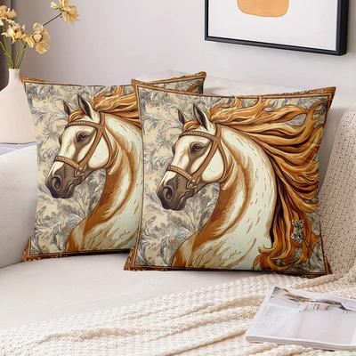 1 Pieces Beautiful Horse Pattern Decorative Cushion Pillow Polyester Pillowcase, Sofa Decorative Cushion Cov Headboard Pillow