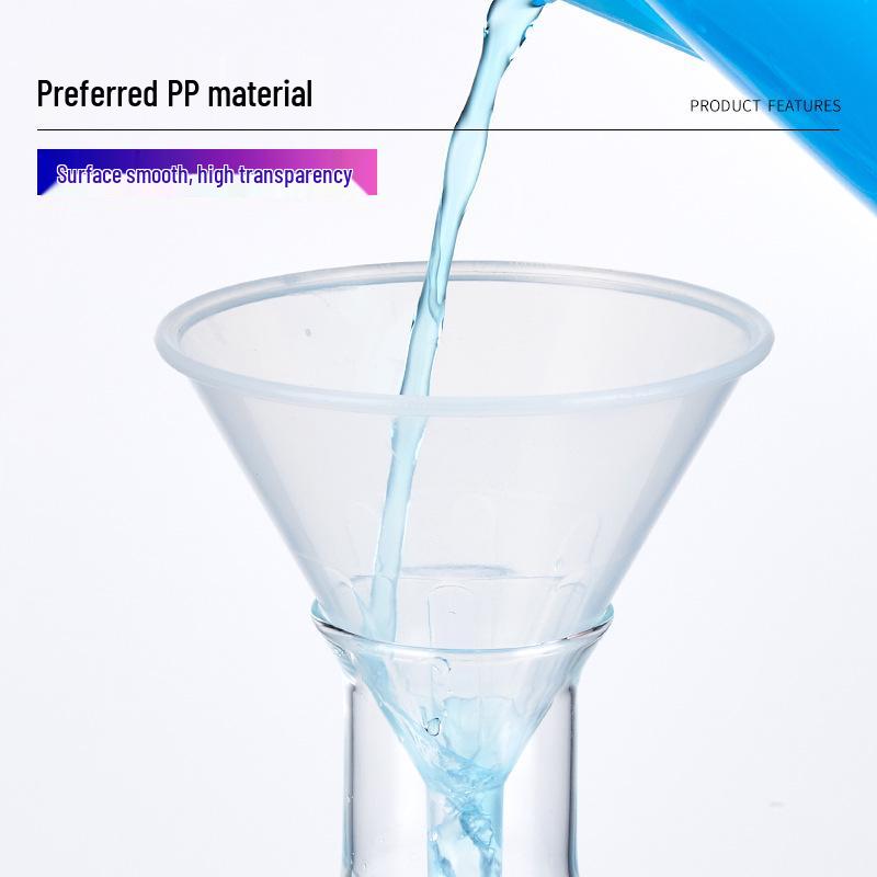 Laboratorní plastový nálevka - Silný průhledný kuželový design, Dlouhá krční část, Velká velikost, Malý průměr.