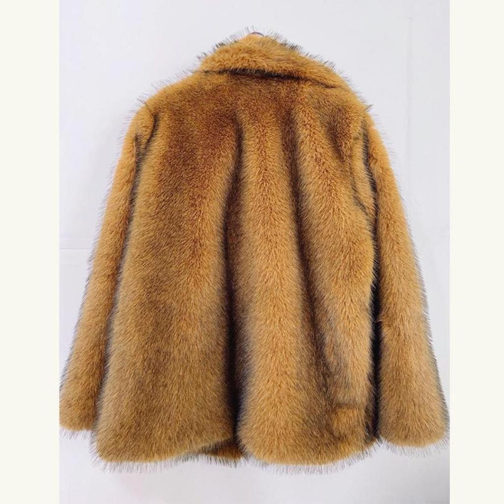 Women's Fall and Winter Popular Fashion Faux Fur Medium-length Suit Warm Coat