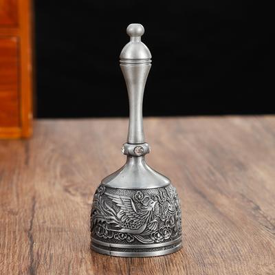 Dragon Phoenix Pattern Vintage Handbell Zinc Alloy Loud Ring Hand-Cranked Bell Relief Design Restaurant Dish Bell Christmas