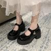 Round head versatile height-increasing platform small leather shoes women's spring and autumn skirt 2025 new French Mary Jane shallow mouth